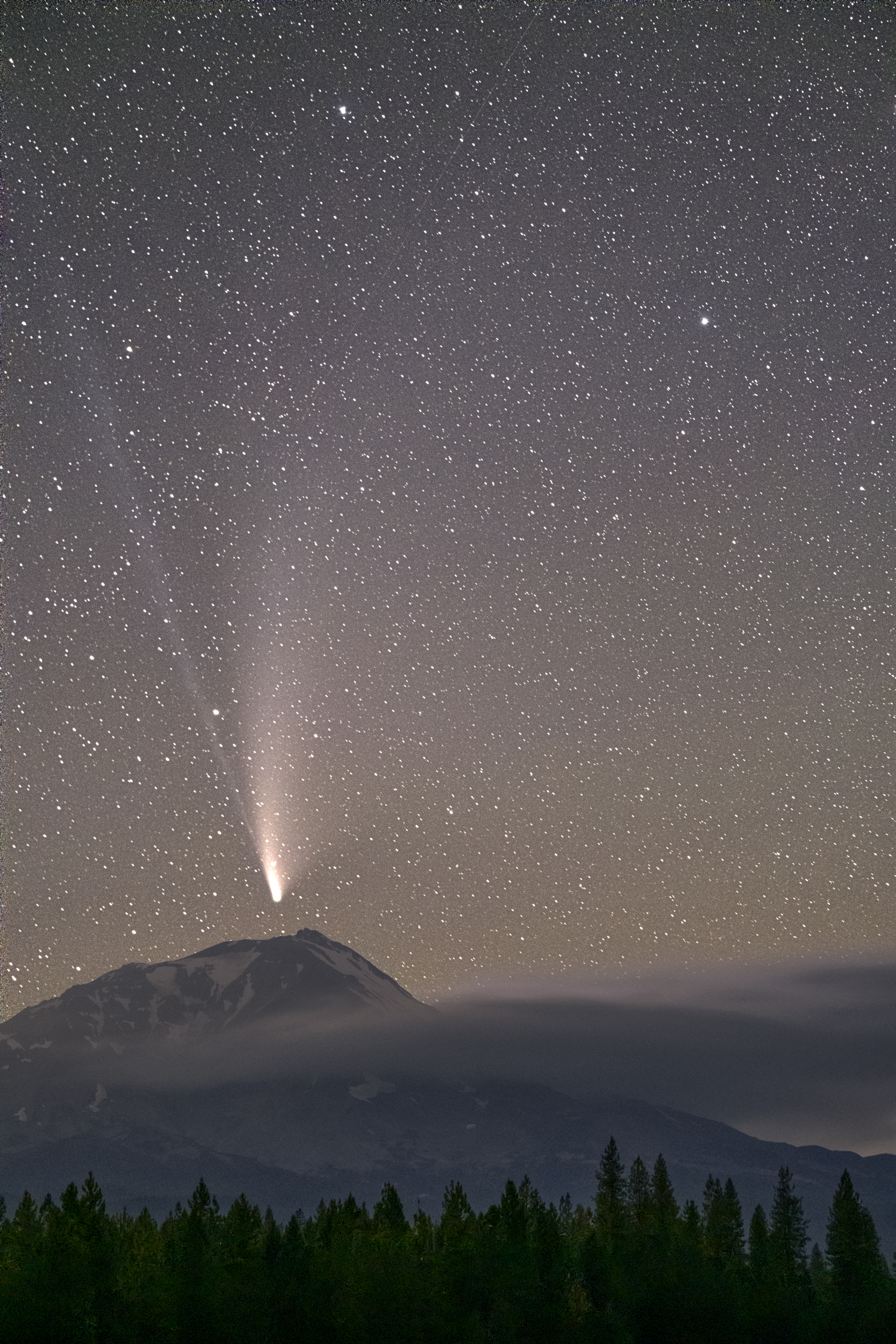 Comet Neowise over Mount Shasta