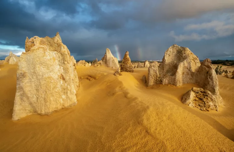 The Pinnacles is part of Nambung National Park in Western Australia, a couple of hours north of Perth. Thousands of limestone pillars and the surrounding coastal weather make for infinite photographic possibilitiew