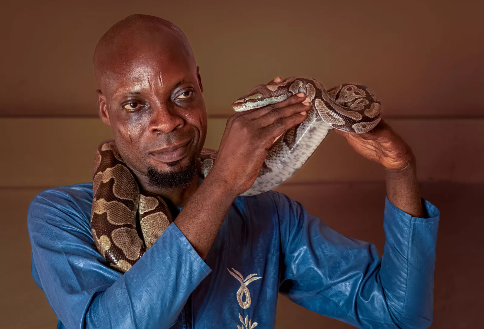 The Temple of Pythons is a site of historical and modern symbolism and spiritual practice in Ouidah, Benin. The snakes are a major totem for followers of Vodun, a religion practiced by groups of people within West and Central Africa and are believed to serve as a middleman between the living and spirit worlds.